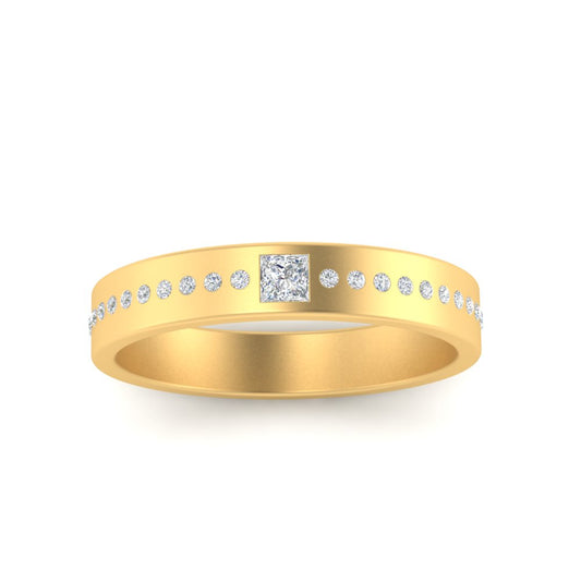 Men’s Princess Cut Solitaire Diamond Wedding Ring | Classic Minimalist Setting