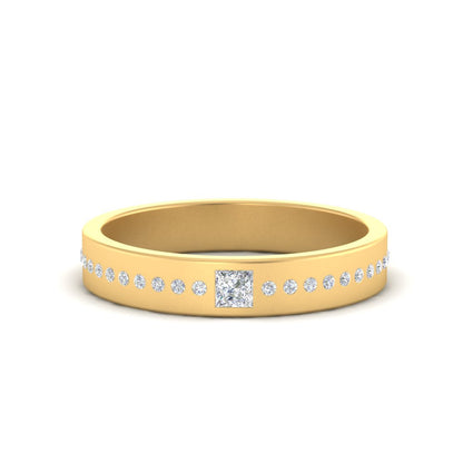 Men’s Princess Cut Solitaire Diamond Wedding Ring | Classic Minimalist Setting