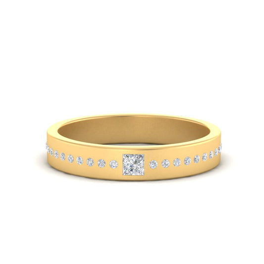 Men’s Princess Cut Solitaire Diamond Wedding Ring | Classic Minimalist Setting