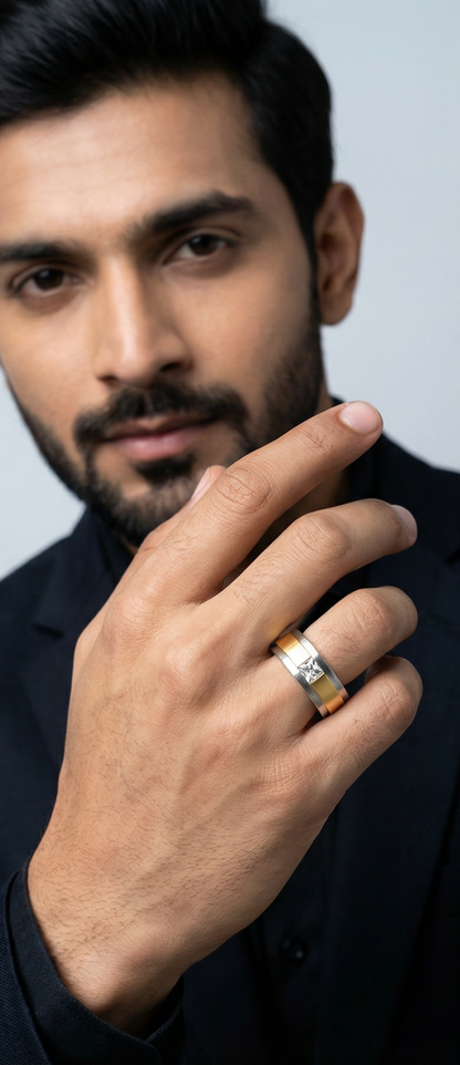 Men’s Princess Cut Solitaire Diamond Wedding Ring | Classic Solitaire Setting