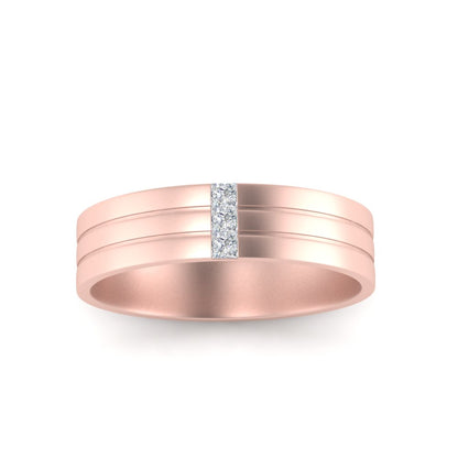 Men’s Three Stone Princess Cut Diamond Wedding Band | Matte Finish Channel Setting