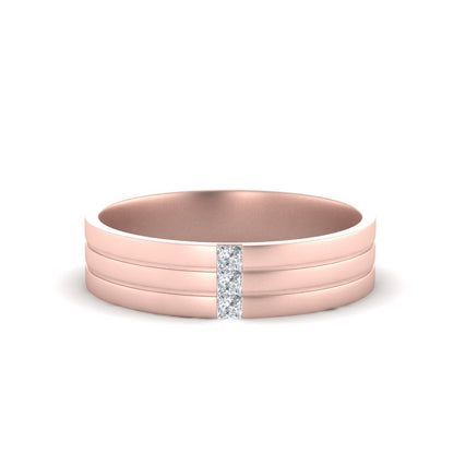 Men’s Three Stone Princess Cut Diamond Wedding Band | Matte Finish Channel Setting