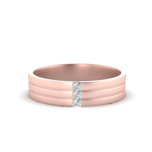 Men’s Three Stone Princess Cut Diamond Wedding Band | Matte Finish Channel Setting