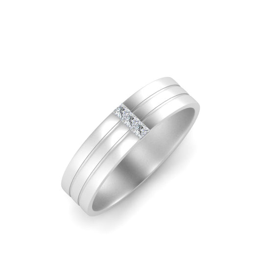 Men’s Three Stone Princess Cut Diamond Wedding Band | Matte Finish Channel Setting