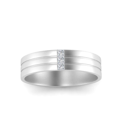 Men’s Three Stone Princess Cut Diamond Wedding Band | Matte Finish Channel Setting