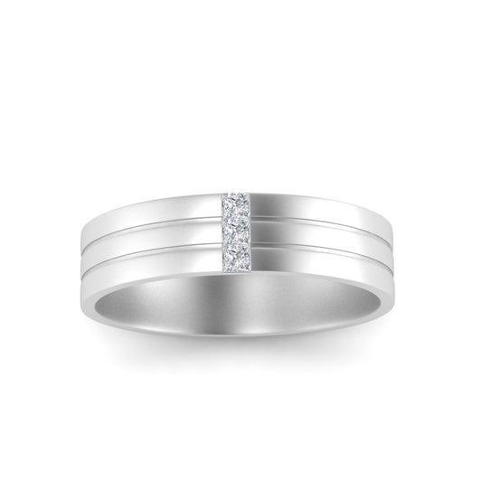 Men’s Three Stone Princess Cut Diamond Wedding Band | Matte Finish Channel Setting
