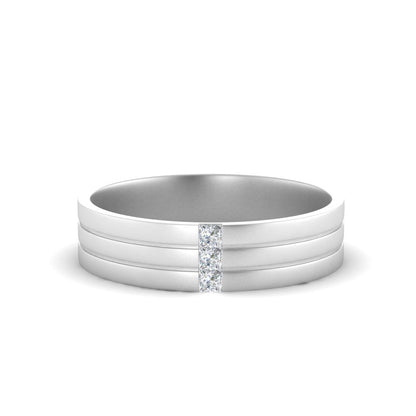 Men’s Three Stone Princess Cut Diamond Wedding Band | Matte Finish Channel Setting