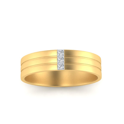 Men’s Three Stone Princess Cut Diamond Wedding Band | Matte Finish Channel Setting
