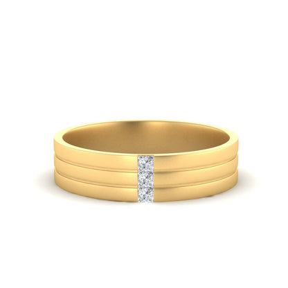 Men’s Three Stone Princess Cut Diamond Wedding Band | Matte Finish Channel Setting
