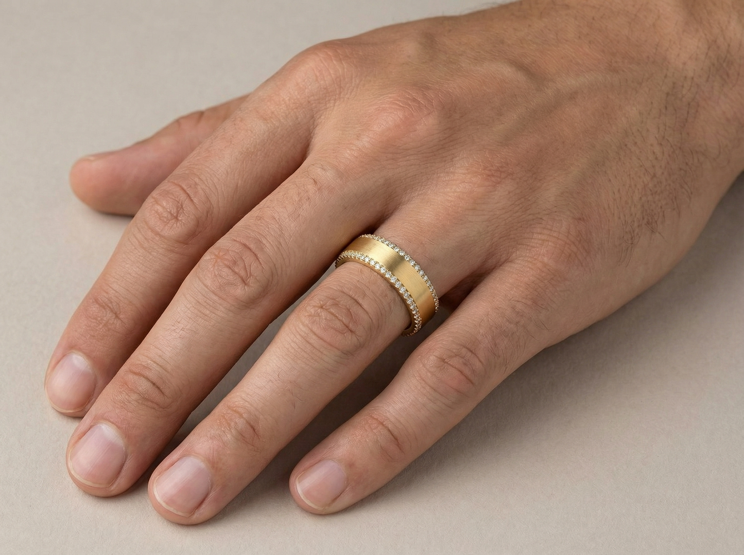 men’s round brilliant pavé diamond eternity band | classic eternity setting