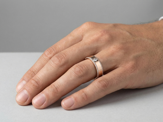 Men’s Round Brilliant Solitaire Diamond Band | Half Eternity Setting