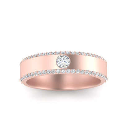 Men’s Round Brilliant Solitaire Diamond Band | Half Eternity Setting