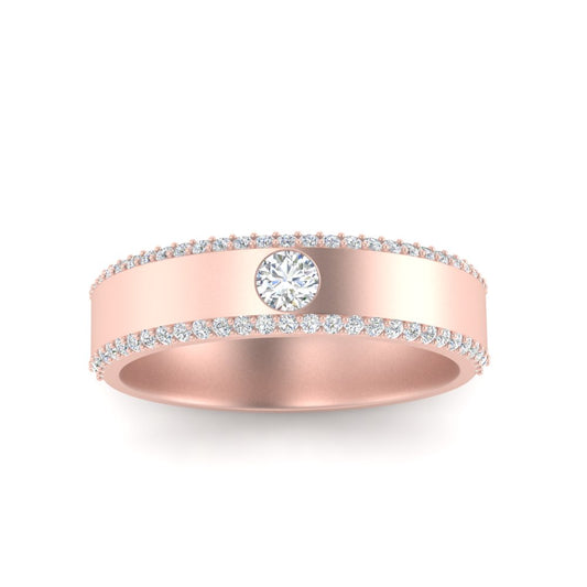 Men’s Round Brilliant Solitaire Diamond Band | Half Eternity Setting