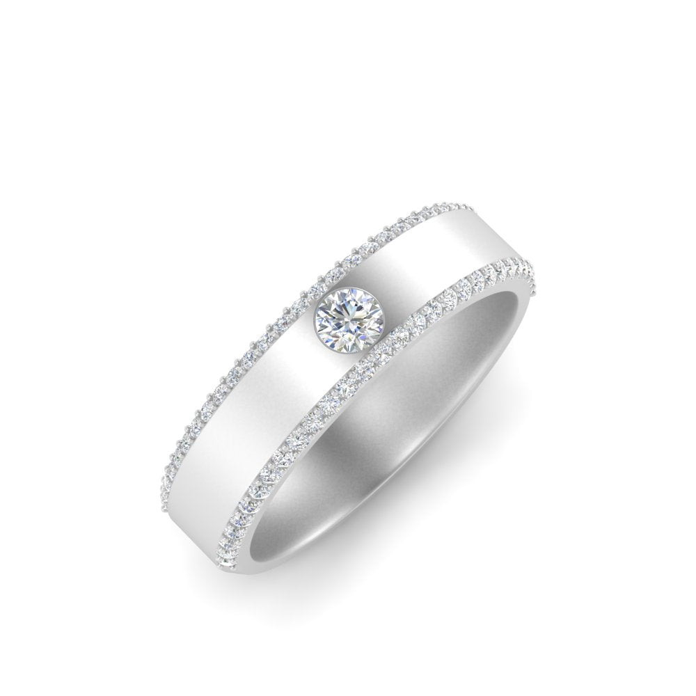 men’s round brilliant solitaire diamond band | half eternity setting
