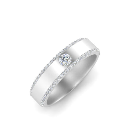 Men’s Round Brilliant Solitaire Diamond Band | Half Eternity Setting