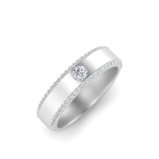 Men’s Round Brilliant Solitaire Diamond Band | Half Eternity Setting