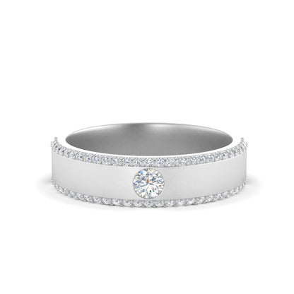 Men’s Round Brilliant Solitaire Diamond Band | Half Eternity Setting