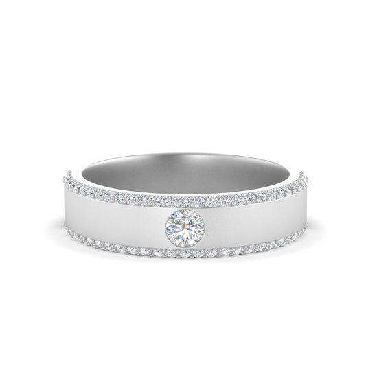 Men’s Round Brilliant Solitaire Diamond Band | Half Eternity Setting
