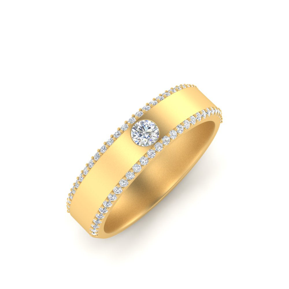 men’s round brilliant solitaire diamond band | half eternity setting