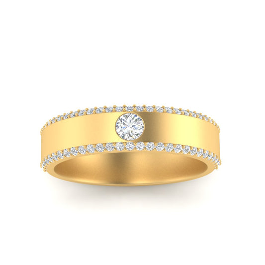Men’s Round Brilliant Solitaire Diamond Band | Half Eternity Setting