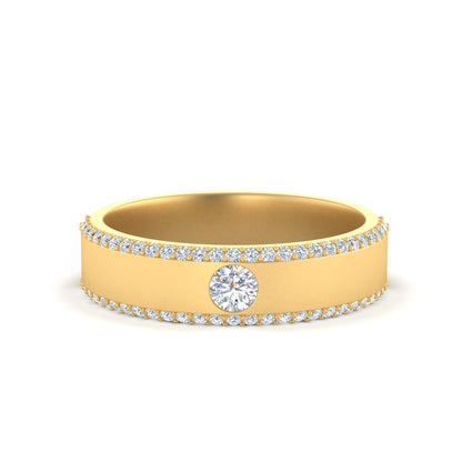 Men’s Round Brilliant Solitaire Diamond Band | Half Eternity Setting