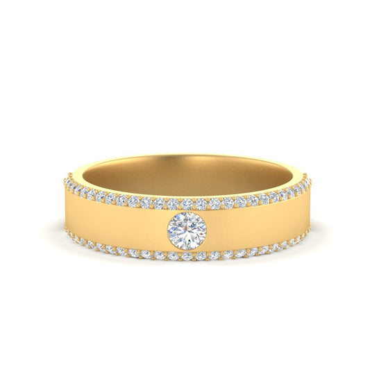 Men’s Round Brilliant Solitaire Diamond Band | Half Eternity Setting