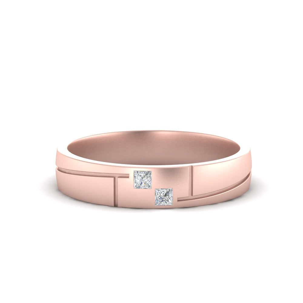 men’s two stone princess cut diamond band | classic studded design