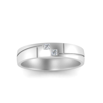 Men’s Two Stone Princess Cut Diamond Band | Classic Studded Design