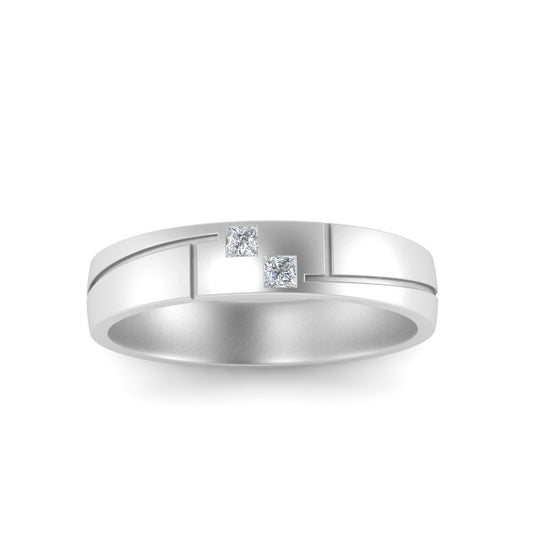 Men’s Two Stone Princess Cut Diamond Band | Classic Studded Design