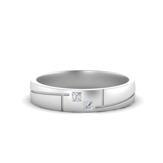 Men’s Two Stone Princess Cut Diamond Band | Classic Studded Design
