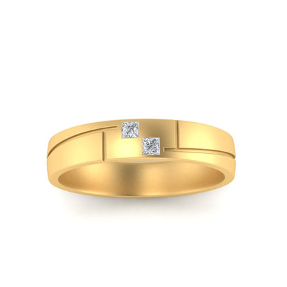 Men’s Two Stone Princess Cut Diamond Band | Classic Studded Design