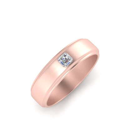 Men’s Asscher Cut Solitaire Diamond Band | Classic Wide Setting