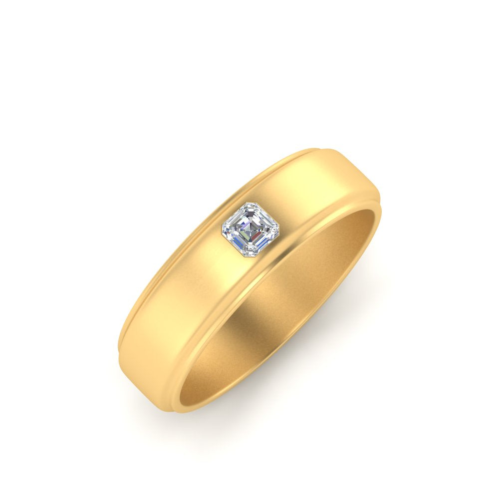 men’s asscher cut solitaire diamond band | classic wide setting
