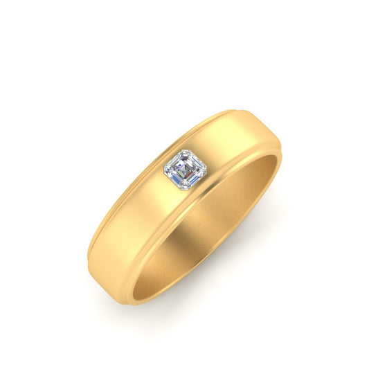 Men’s Asscher Cut Solitaire Diamond Band | Classic Wide Setting