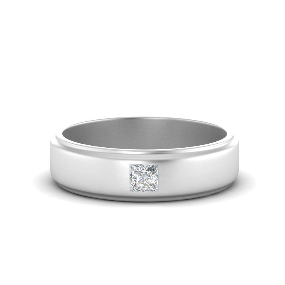 men’s princess cut solitaire diamond band | classic minimal setting