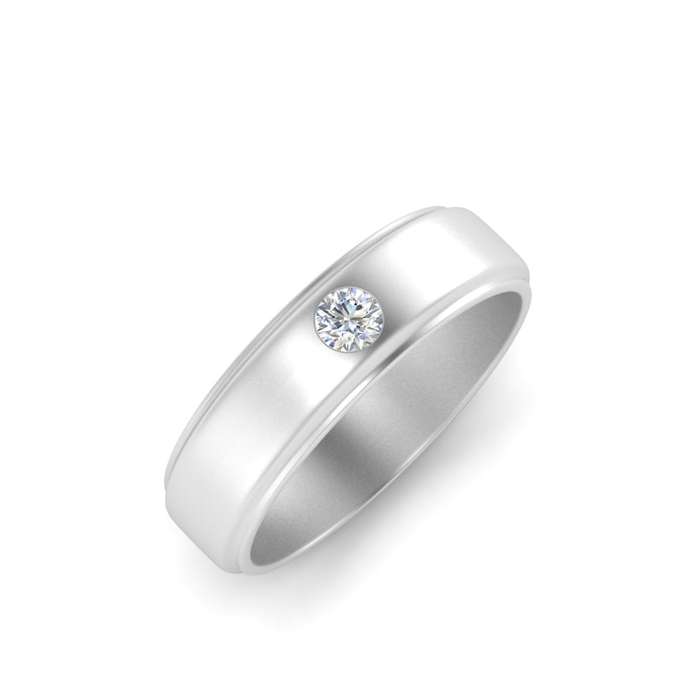 men’s round brilliant solitaire diamond band | classic minimal setting