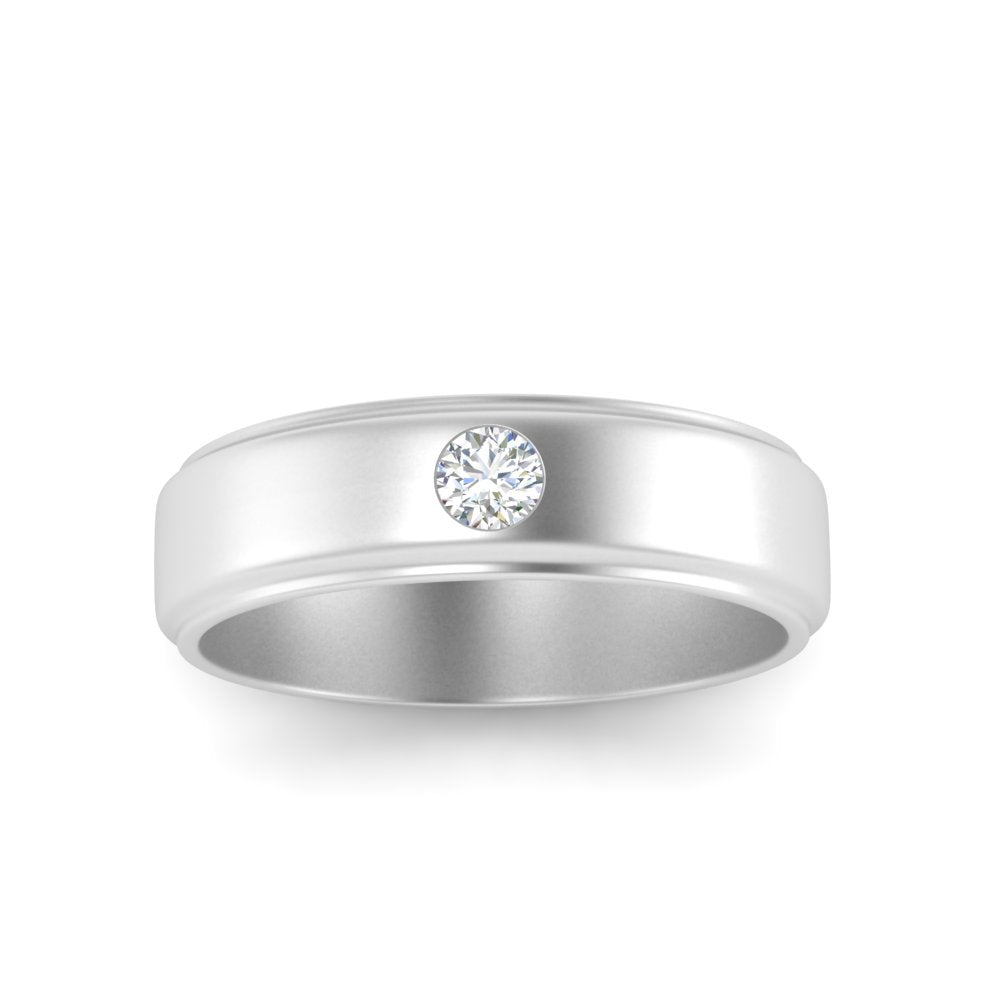 men’s round brilliant solitaire diamond band | classic minimal setting
