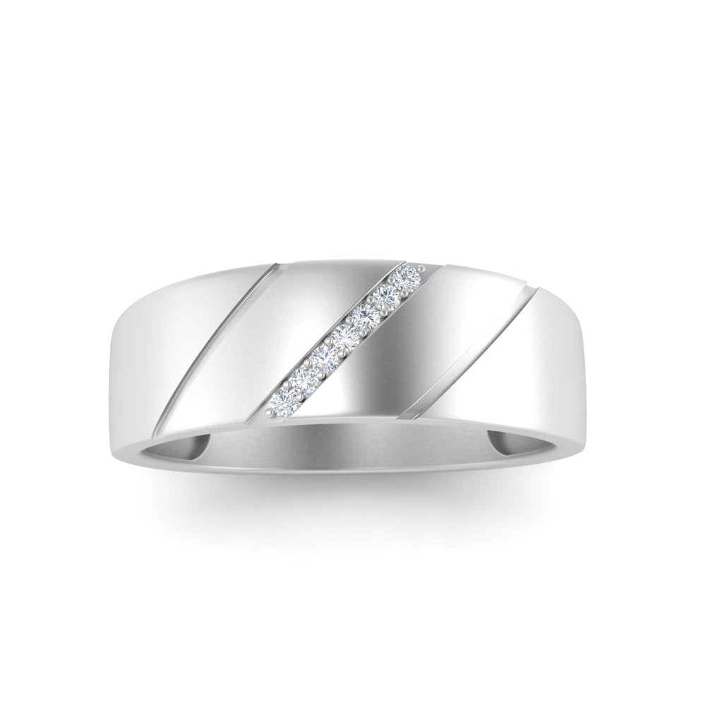 men’s seven stone round diamond band | brushed finish classic setting