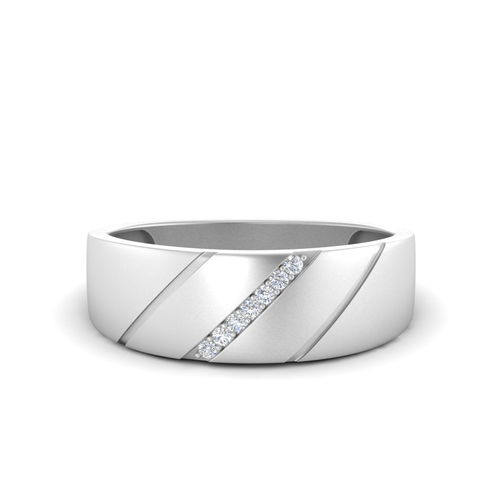 men’s seven stone round diamond band | brushed finish classic setting