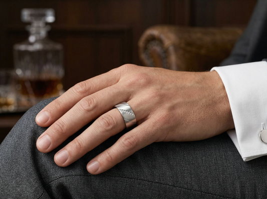 Men’s Seven Stone Round Diamond Band | Brushed Finish Classic Setting