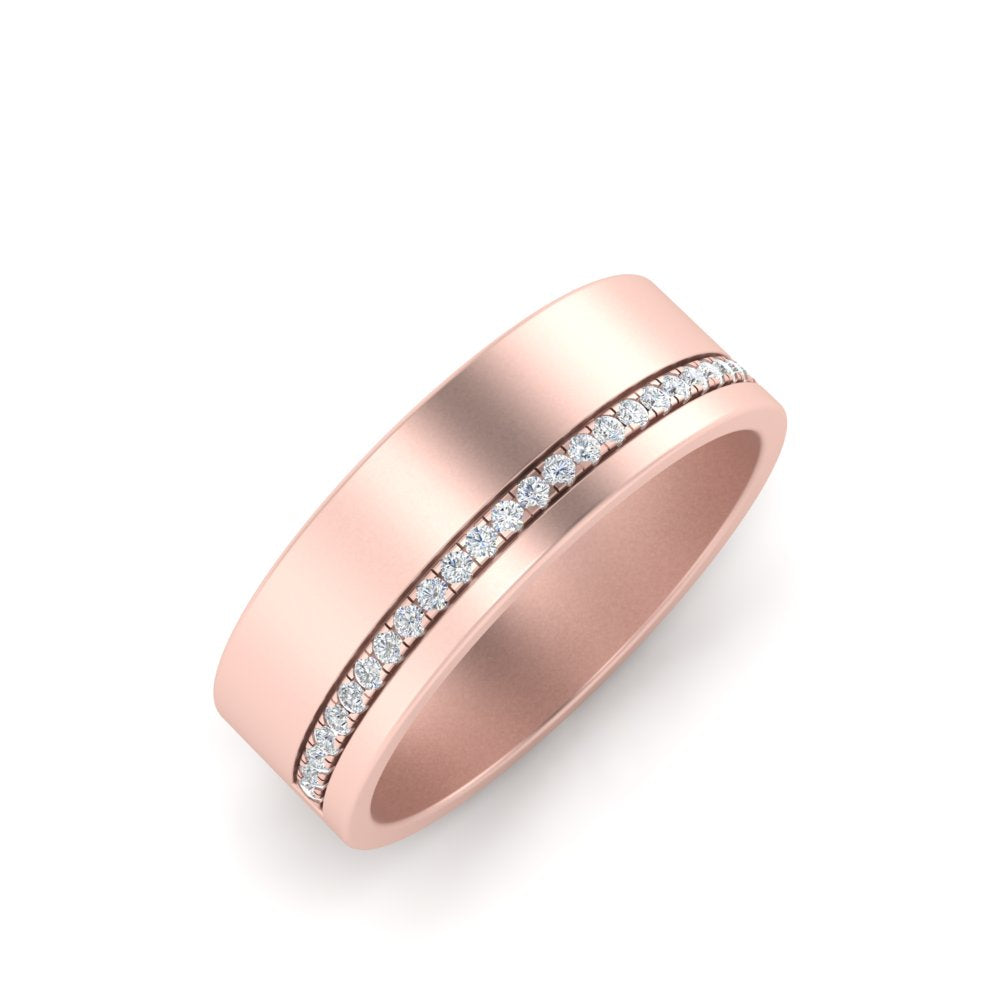 men’s asymmetrical diamond groove band | modern half channel design