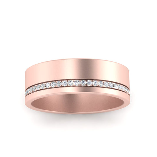 Men’s Asymmetrical Diamond Groove Band | Modern Half Channel Design