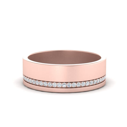 Men’s Asymmetrical Diamond Groove Band | Modern Half Channel Design
