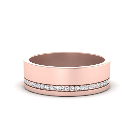 Men’s Asymmetrical Diamond Groove Band | Modern Half Channel Design