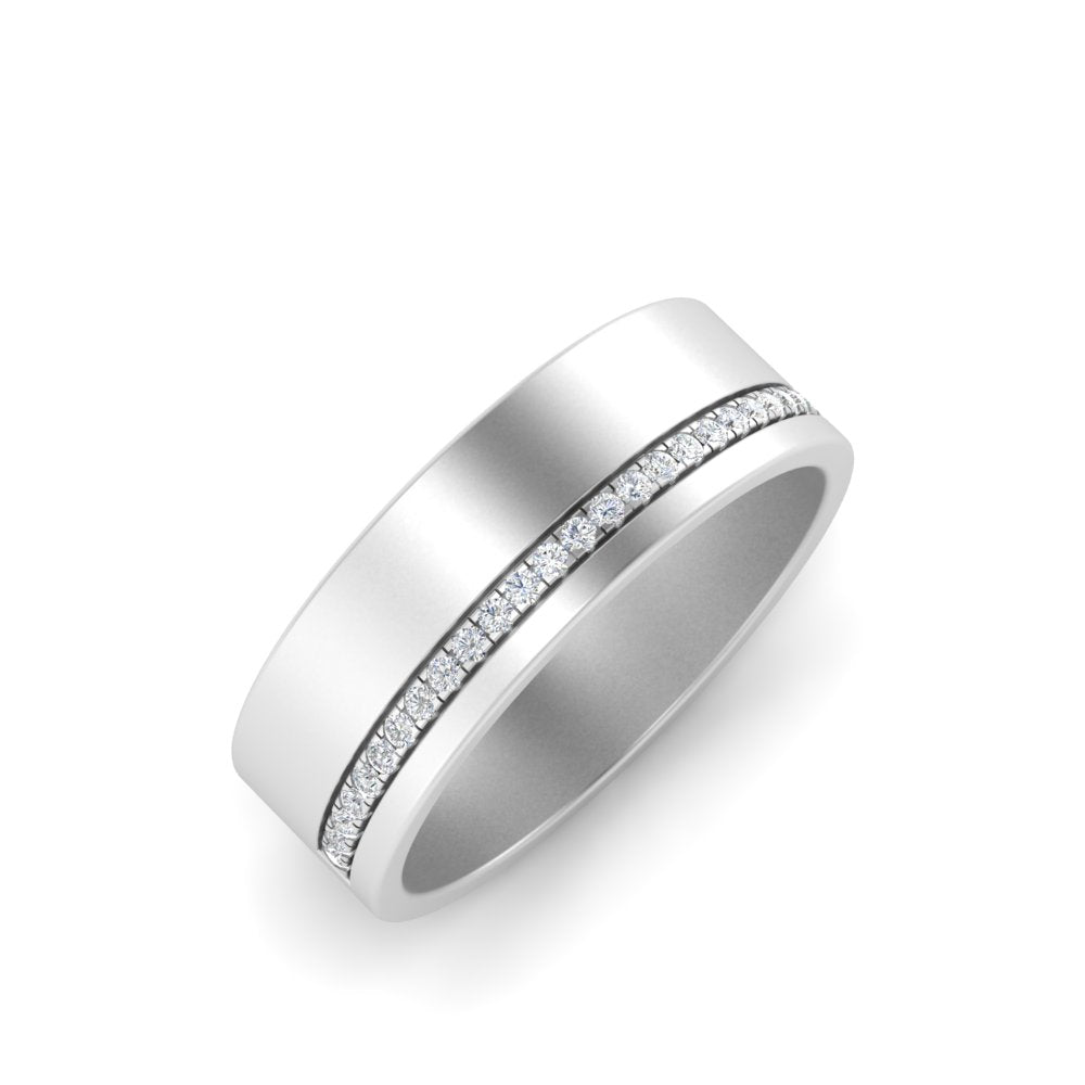 men’s asymmetrical diamond groove band | modern half channel design