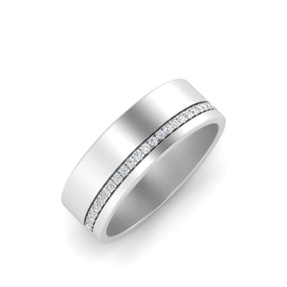 Men’s Asymmetrical Diamond Groove Band | Modern Half Channel Design