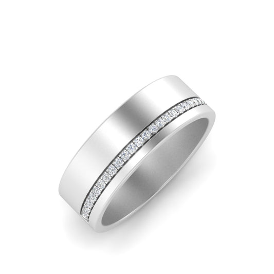 Men’s Asymmetrical Diamond Groove Band | Modern Half Channel Design