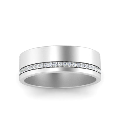 Men’s Asymmetrical Diamond Groove Band | Modern Half Channel Design