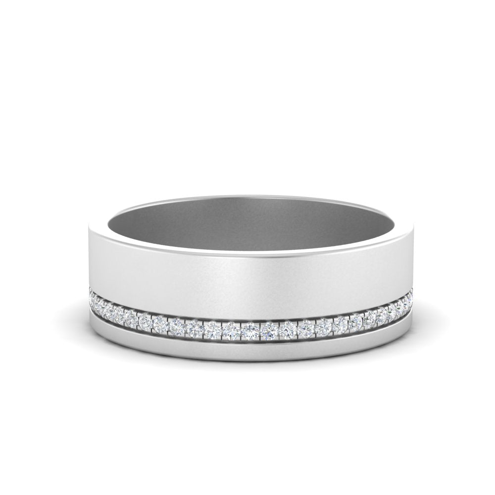 men’s asymmetrical diamond groove band | modern half channel design