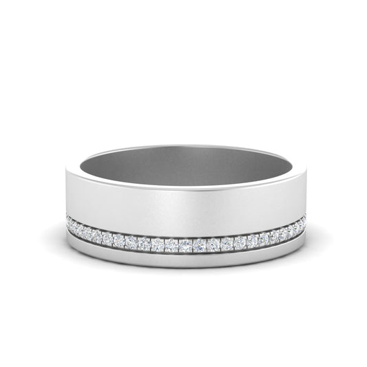 Men’s Asymmetrical Diamond Groove Band | Modern Half Channel Design